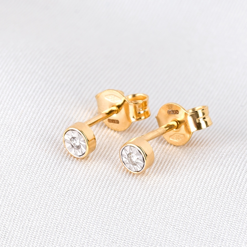 14K Gold Earrings Diamonds Minimal Iconic Solitaire