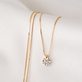 14K Gold Necklace Diamonds Minimal New Touch