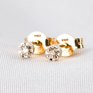 14K Gold Earrings Diamonds Minimal New Touch