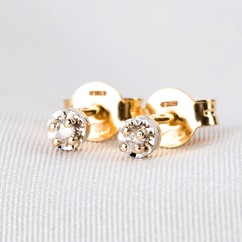 14K Gold Earrings Diamonds Minimal New Touch