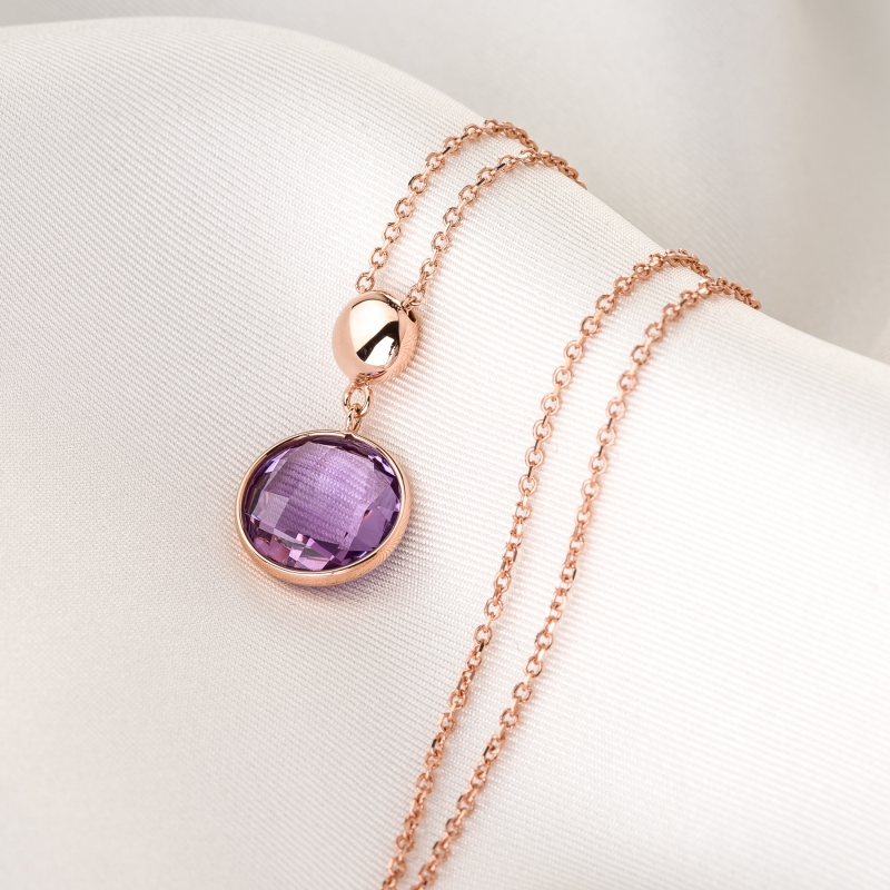 14K Gold Necklace Amethyst True Classy