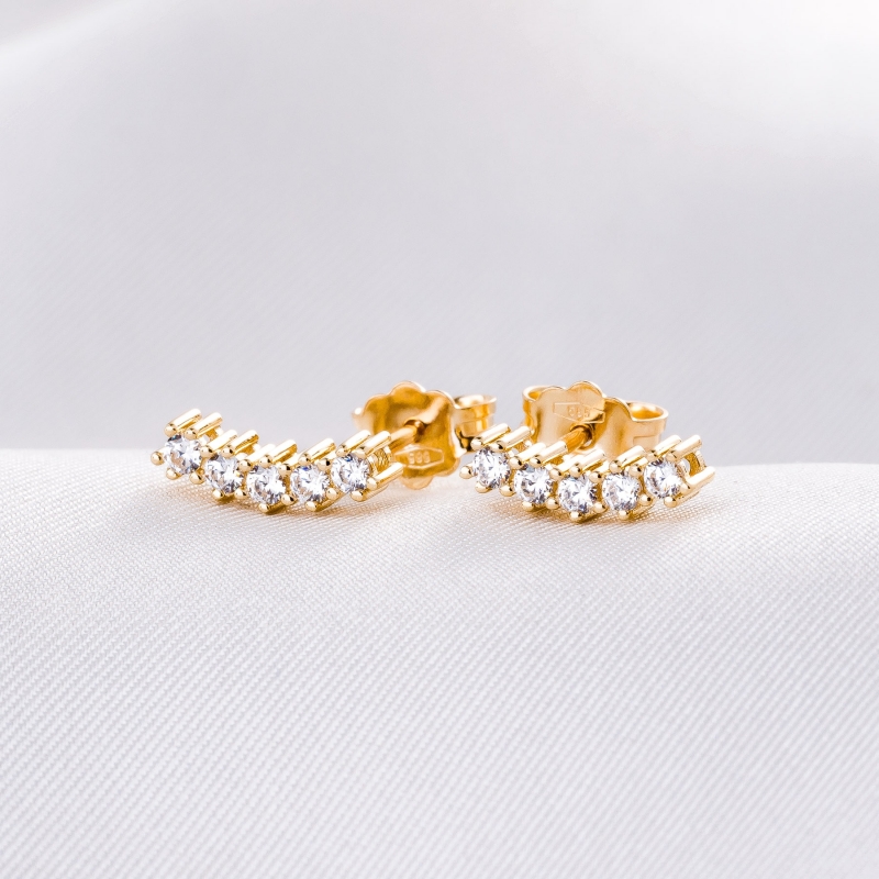 14K Gold Earrings Follow the Lights zirconia