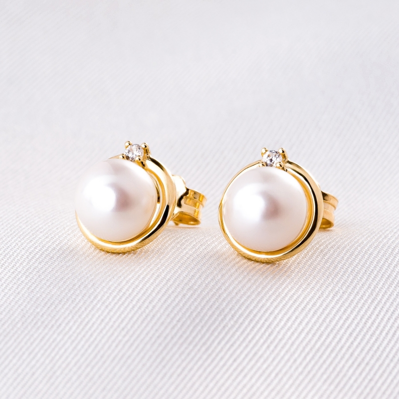 14K Gold Earrings Charming Touch White Pearl