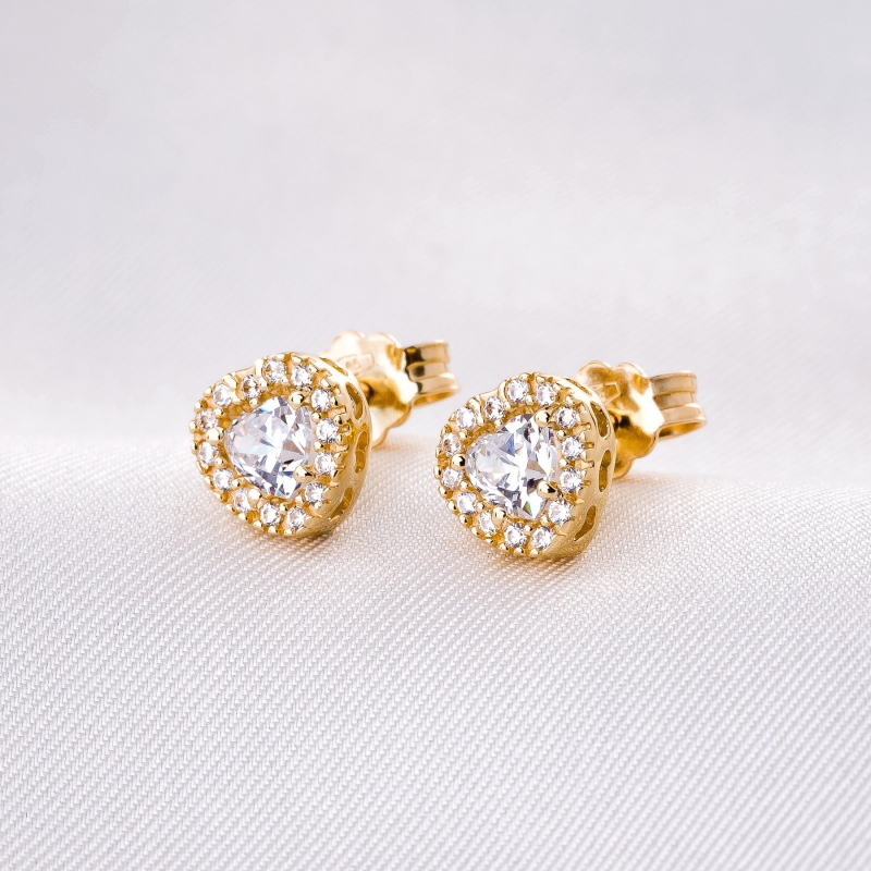 Cercei aur 14K With All My Heart zirconia