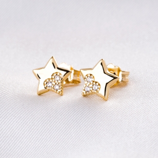 Cercei aur 14K Sparkling Stars zirconia