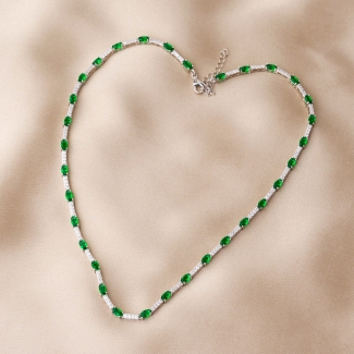 Green Touch Zirconia Sterling Silver Necklace