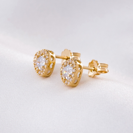 Cercei aur 14K With All My Heart zirconia