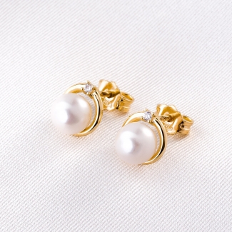 14K Gold Earrings Charming Touch White Pearl