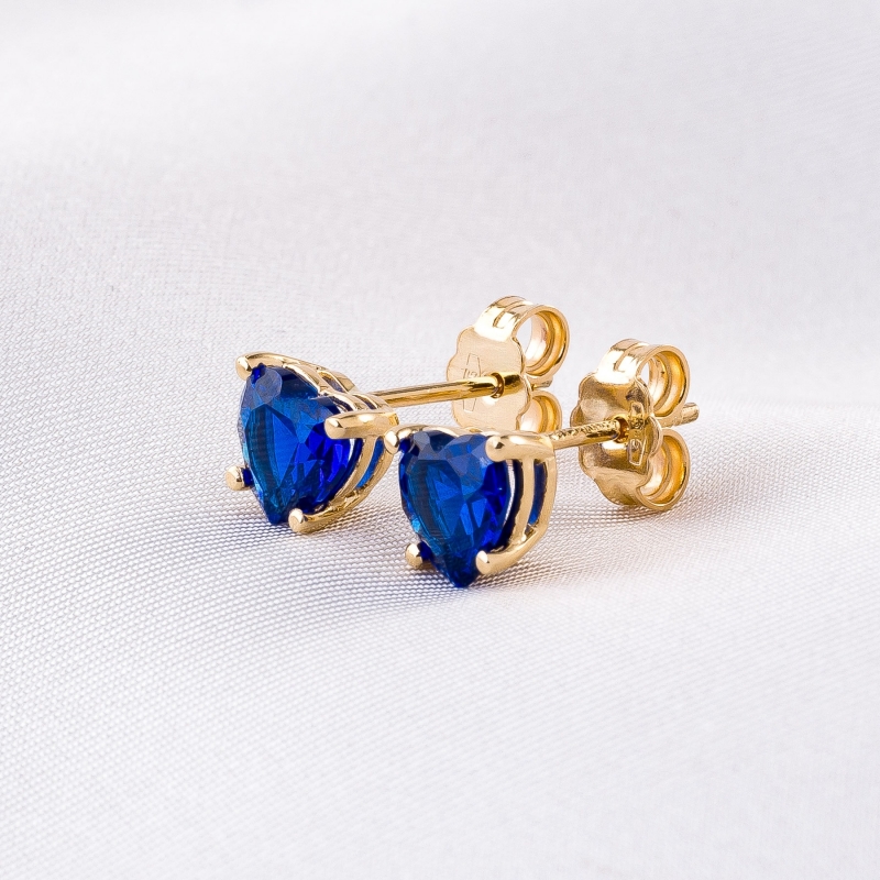 Cercei aur 14K Tanzanite Heart zirconia