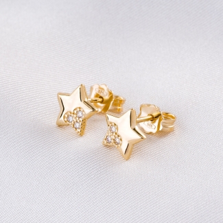 14K Gold Earrings Sparkling Stars zirconia