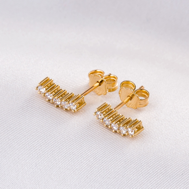 14K Gold Earrings Follow the Lights zirconia