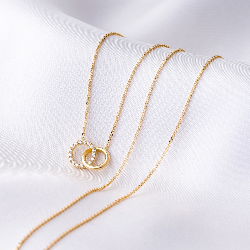 Colier aur 14K Until The Moon & Back ziconia