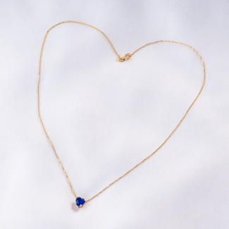 14K Gold Necklace Tanzanite Heart zirconia