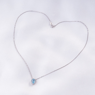 14K White Gold Necklace Classy Topaz