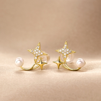 Sterling Silver Earrings Into the Magic gold perla scoica