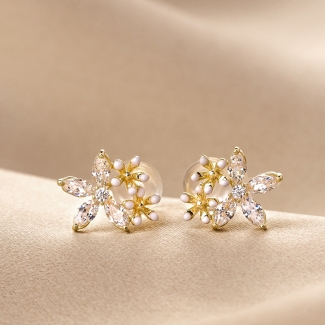 Sterling Silver Earrings White Spring Hope gold