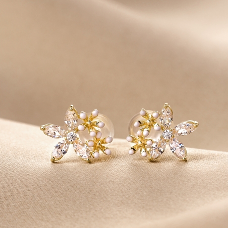 Sterling Silver Earrings White Spring Hope gold