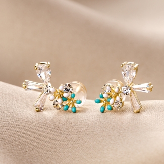 Sterling Silver Earrings Blue Magic Spring Metamorphosis gold