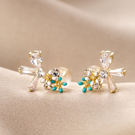 Sterling Silver Earrings Blue Magic Spring Metamorphosis gold