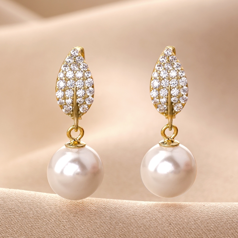 Cercei argint Pearl Soiree gold