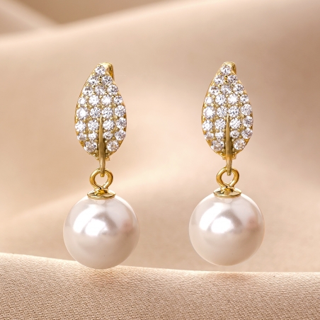 Cercei argint Pearl Soiree gold