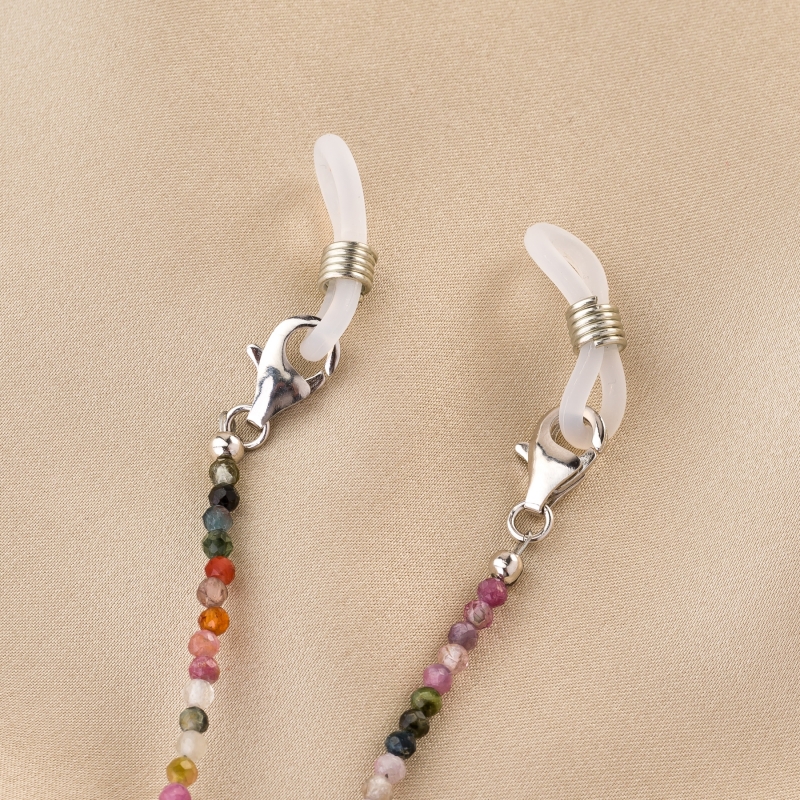 2in1 Glass Chain and Sterling Silver Necklace tourmalines 60 cm