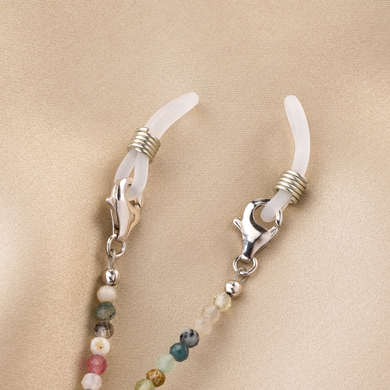 2in1 Glass Chain and Sterling Silver Necklace stone mix 60 cm