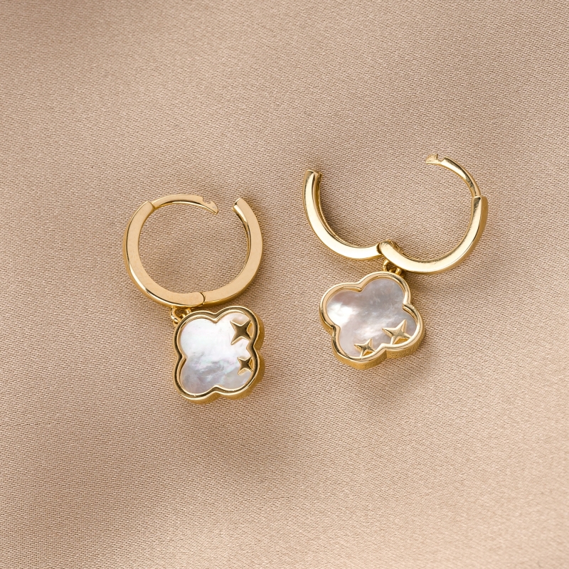 Sterling Silver Earrings New In Vogue sidef alb gold