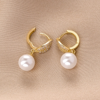 Cercei argint Pearl Soiree gold