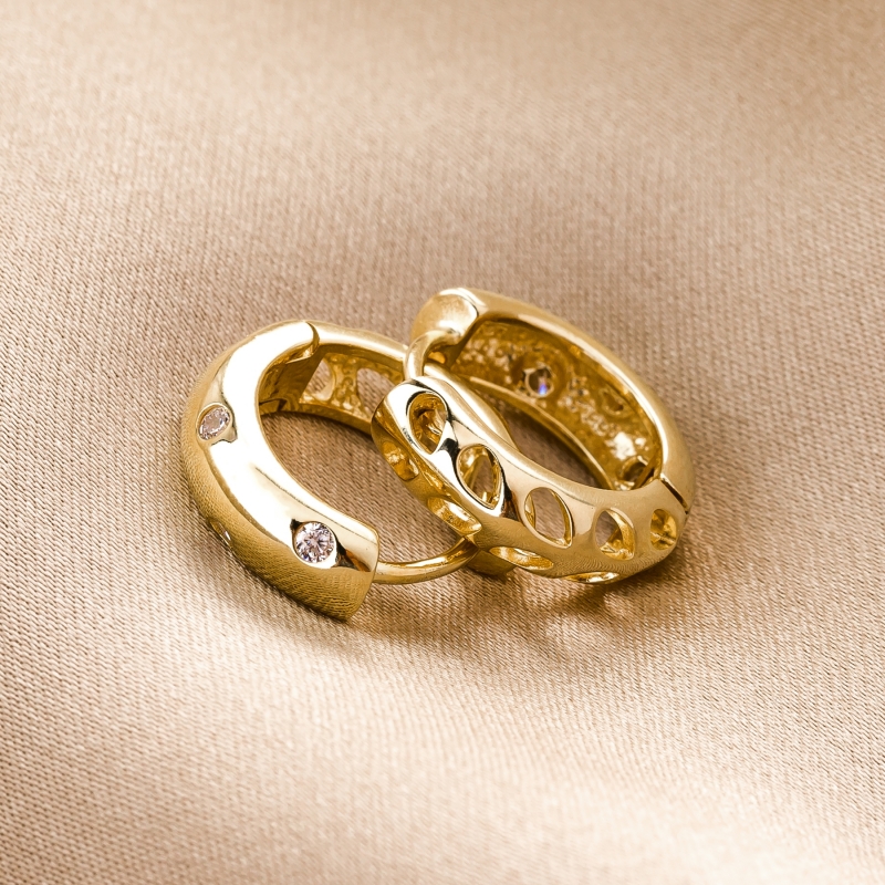 Sterling Silver Earrings Cool Touch zirconia gold