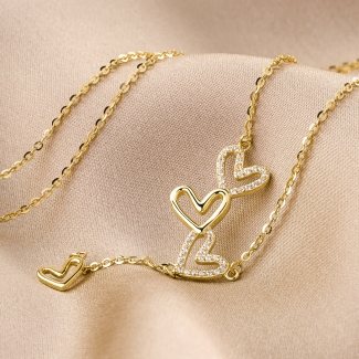 Colier argint Because I Love You gold