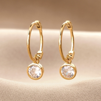 Cercei argint Classy Solitaire zirconia gold