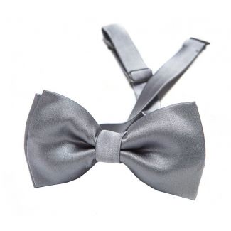Grey silk bow tie