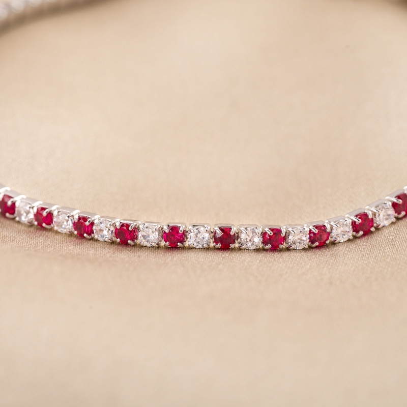 copy of Sterling Silver Bracelet Tennis Mix S White & Pink zirconia