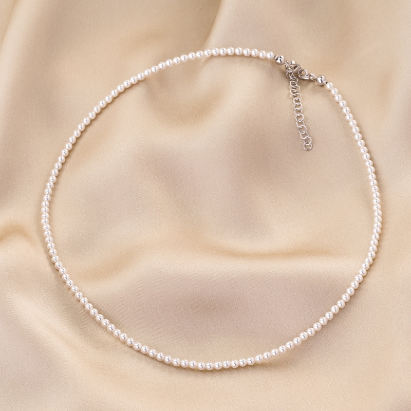 Sterling Silver Necklace Minimal White Pearl's Touch
