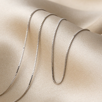 Lantisor argint rodiat Veneziana culisant, 45 cm