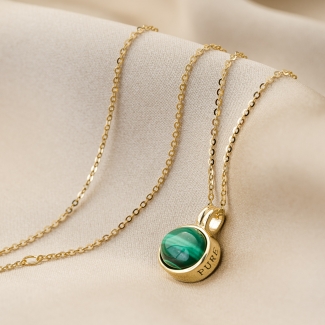 Gold Sterling Silver Necklace Dunes Dream malachit