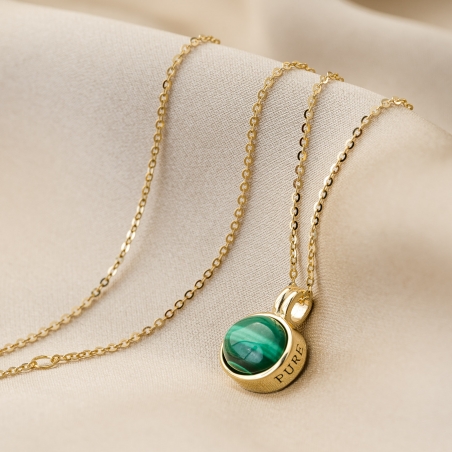 Gold Sterling Silver Necklace Dunes Dream malachit