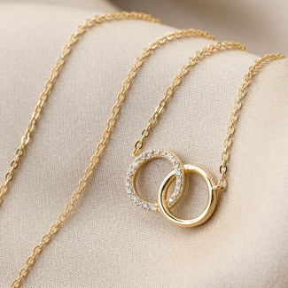 Gold Sterling Silver Necklace Until the Moon & Back