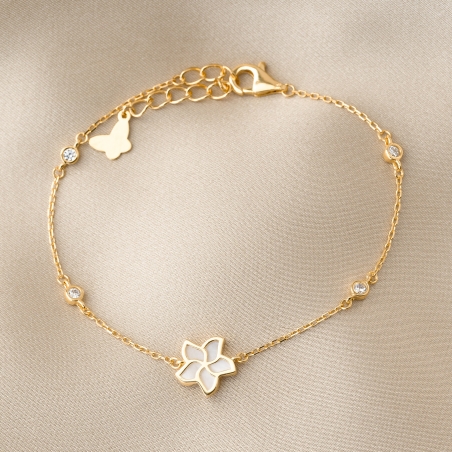 Bratara argint Fleur de Reve sidef alb gold