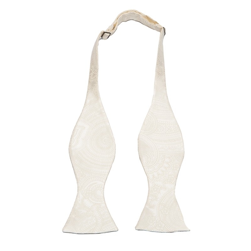 Self-Tie Bow Tie Silk paisley white