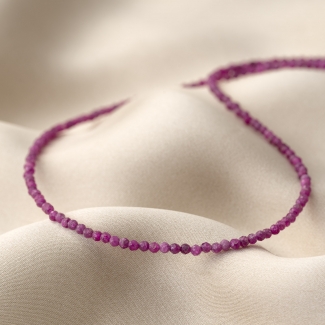 Sterling Silver Necklace Minimal with faceted ruby
