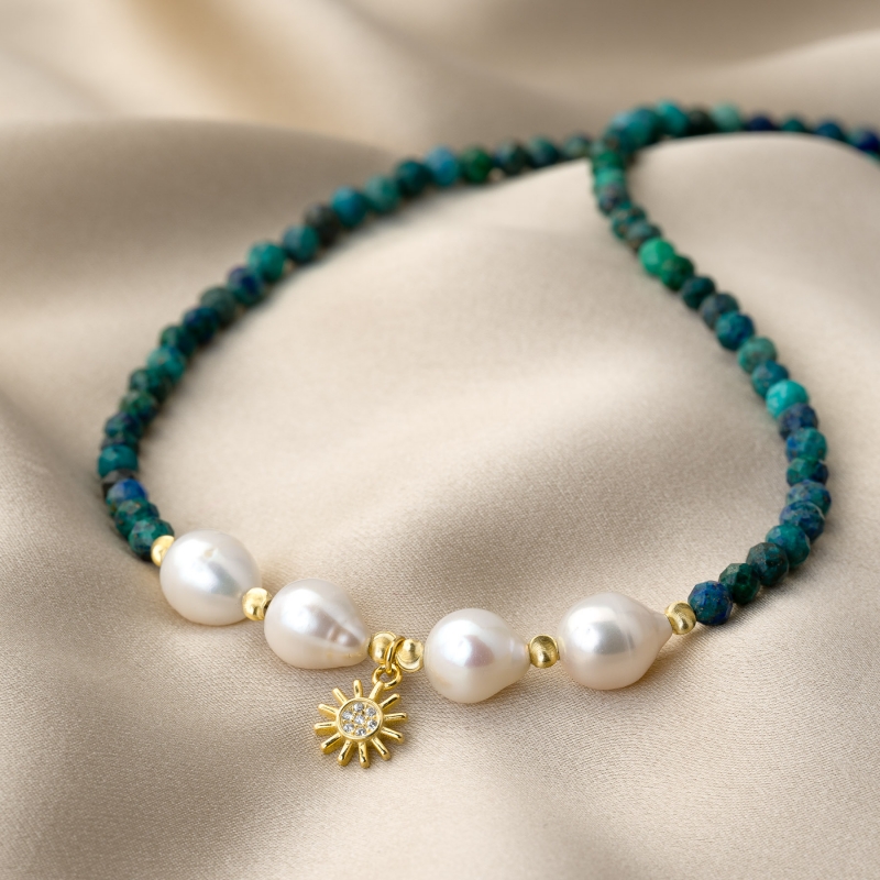 Colier argint La Mer & Le Soleil azurit perle gold