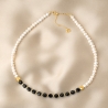 Choker argint Magnetic Touch onix, perle, lantisor culisant gold