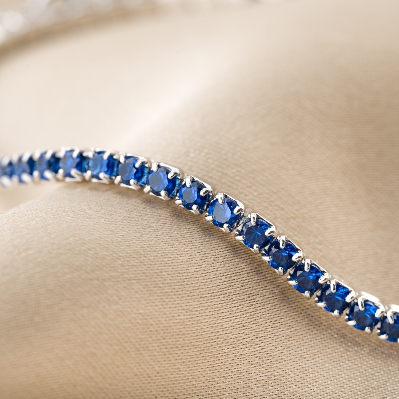 Sterling Silver Bracelet Cobalt Blue zirconia 2.0