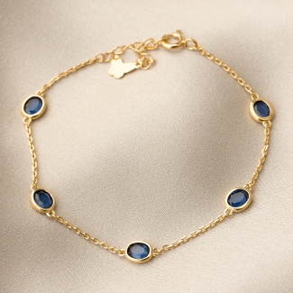 Bratara argint Indicolite Cristals gold