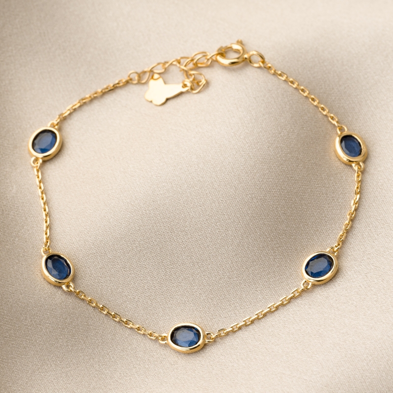 Bratara argint Indicolite Cristals gold