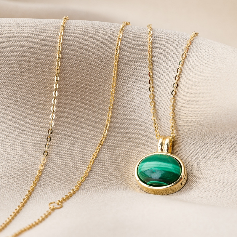 Gold Sterling Silver Necklace Dunes Dream malachit