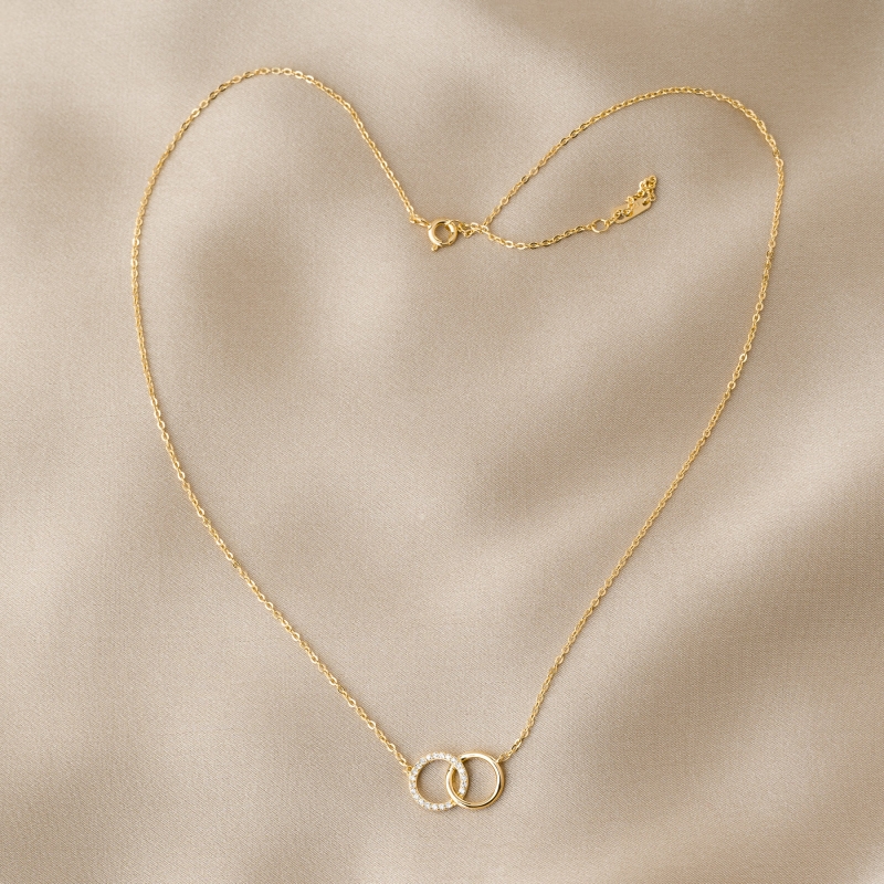 Gold Sterling Silver Necklace Until the Moon & Back