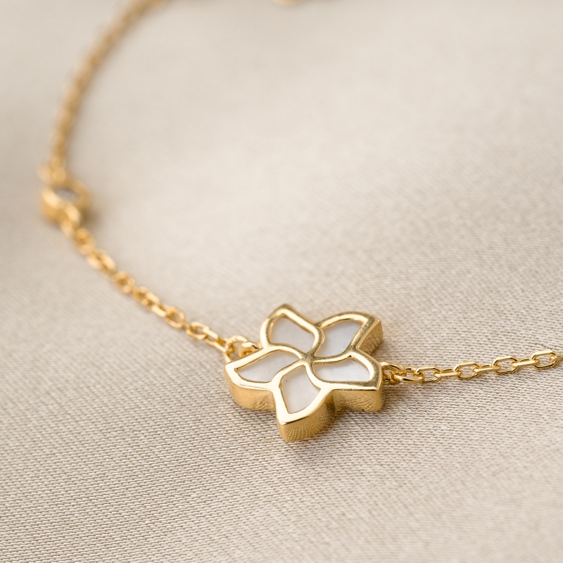 Bratara argint Fleur de Reve sidef alb gold